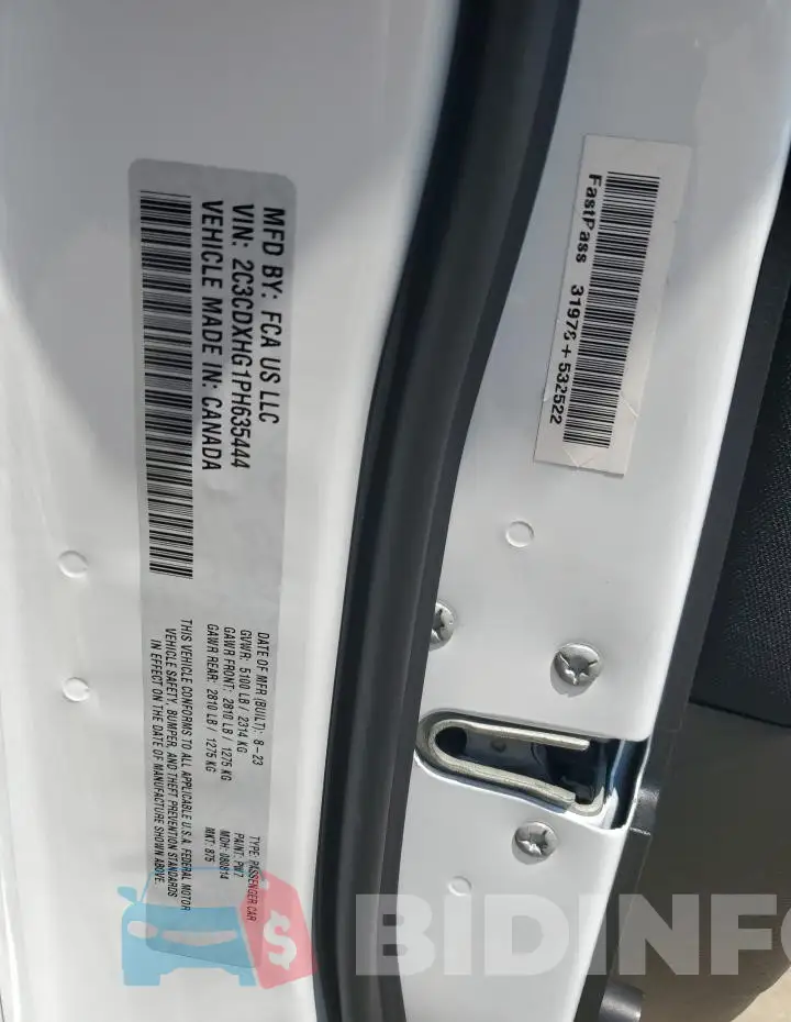 2C3CDXHG1PH635444 Photo# 12