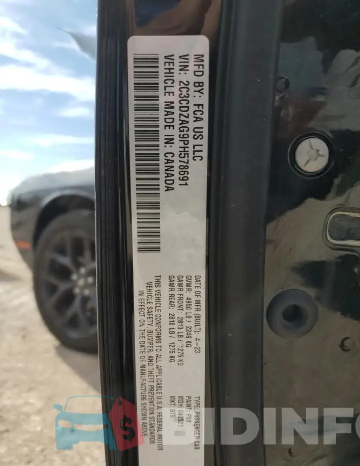 2C3CDZAG9PH578691 Photo# 12