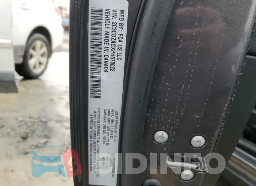 2C3CDZAGXPH670022 Photo# 12