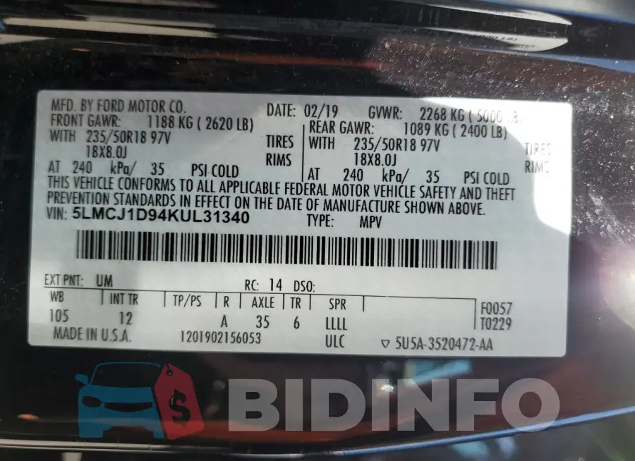 5LMCJ1D94KUL31340 Photo# 12
