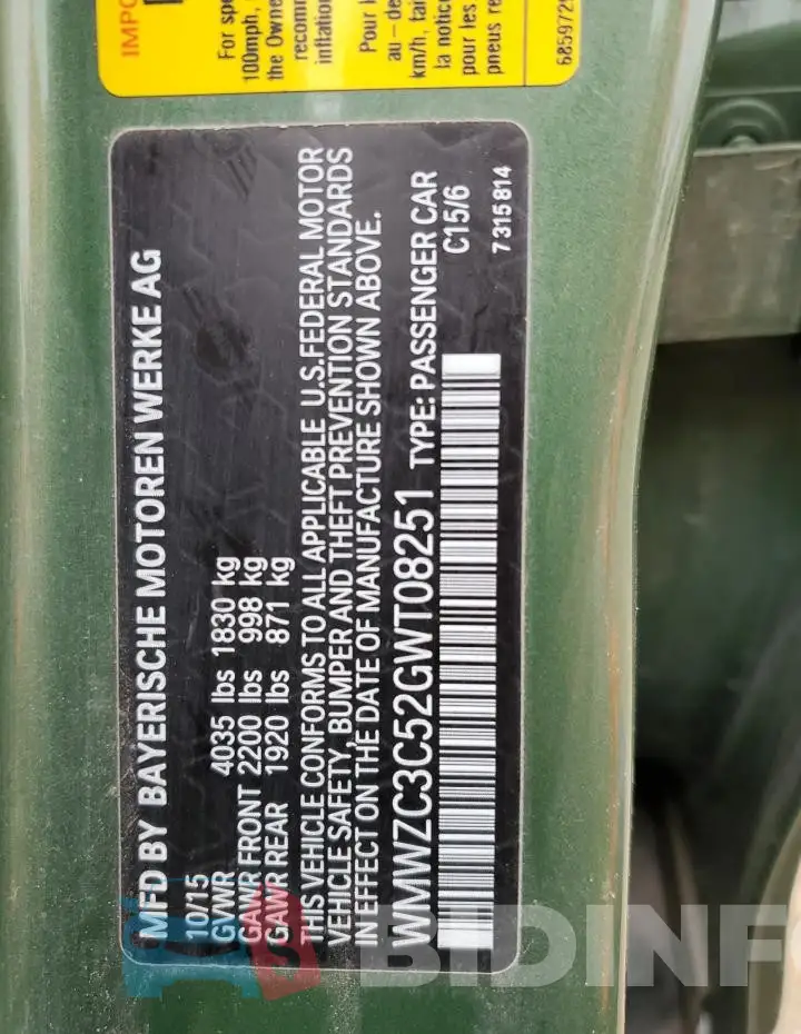 WMWZC3C52GWT08251 Photo# 14