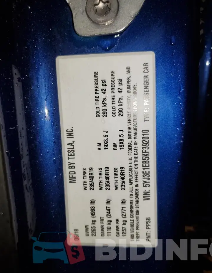 5YJ3E1EB5KF392010 Photo# 12