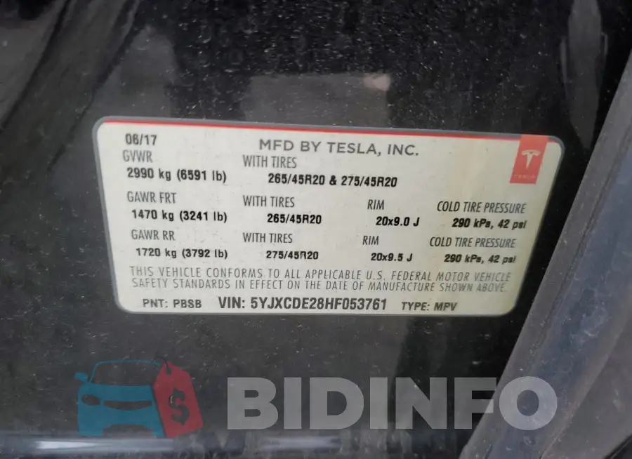 5YJXCDE28HF053761 Photo# 13