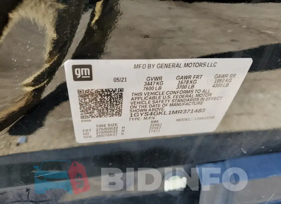 1GYS4GKL1MR371483 Photo# 13