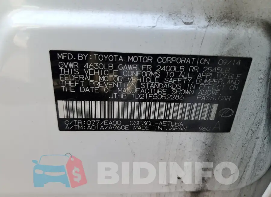 JTHBF1D21F5052286 Photo# 12