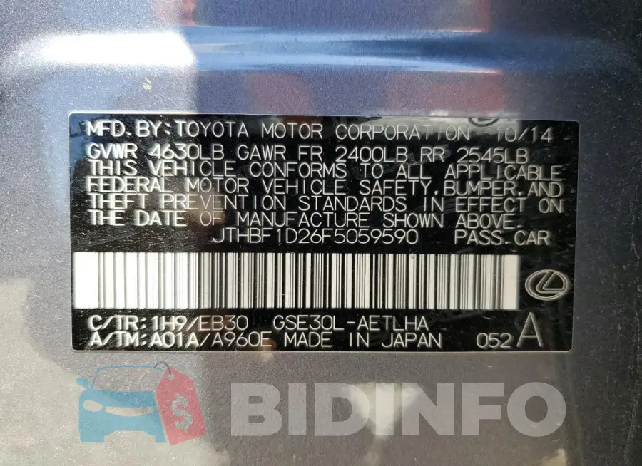 JTHBF1D26F5059590 Photo# 12