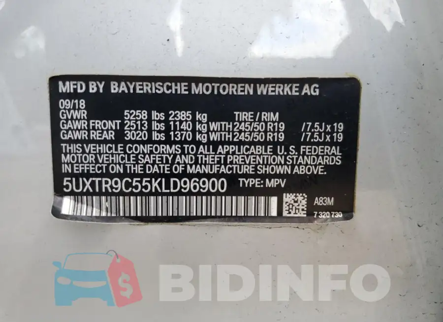 5UXTR9C55KLD96900 Photo# 14