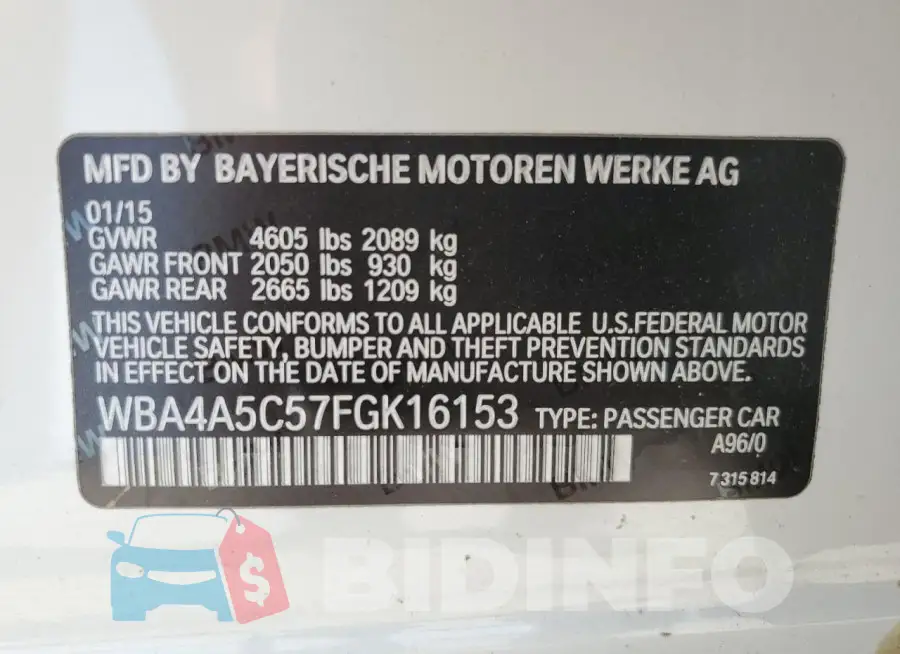 WBA4A5C57FGK16153 Photo# 12