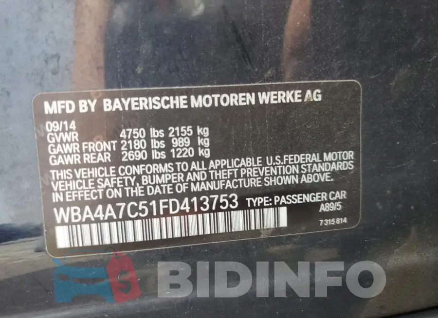 WBA4A7C51FD413753 Photo# 13