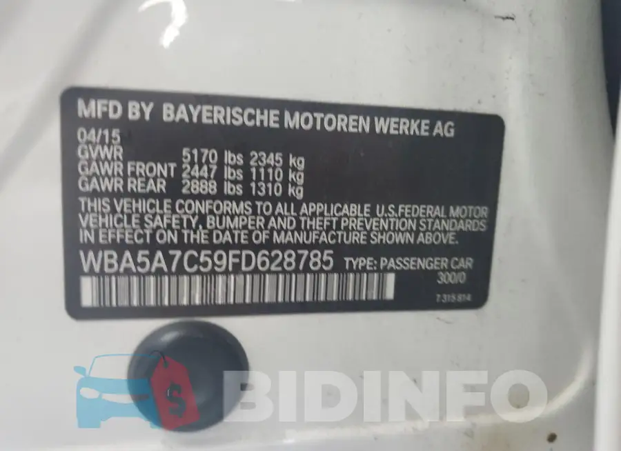 WBA5A7C59FD628785 Photo# 12