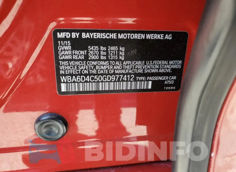 WBA6D4C50GD977412 Photo# 12