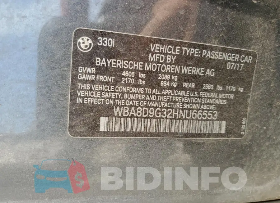 WBA8D9G32HNU66553 Photo# 12