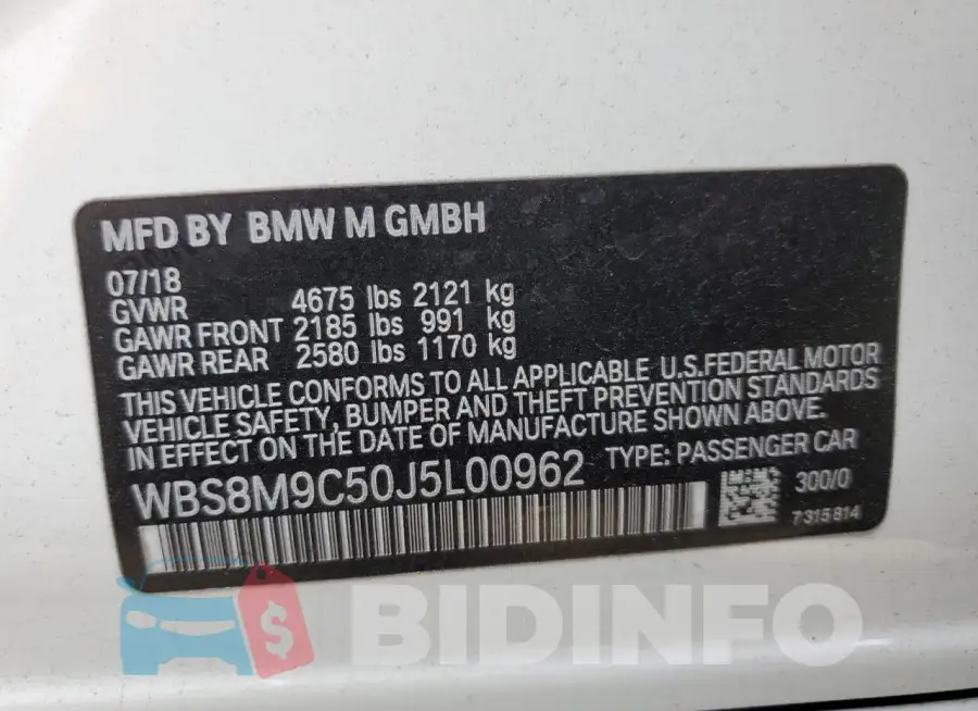 WBS8M9C50J5L00962 Photo# 12
