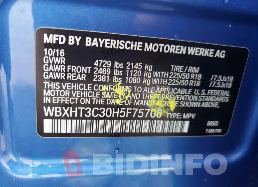 WBXHT3C30H5F75706 Photo# 13