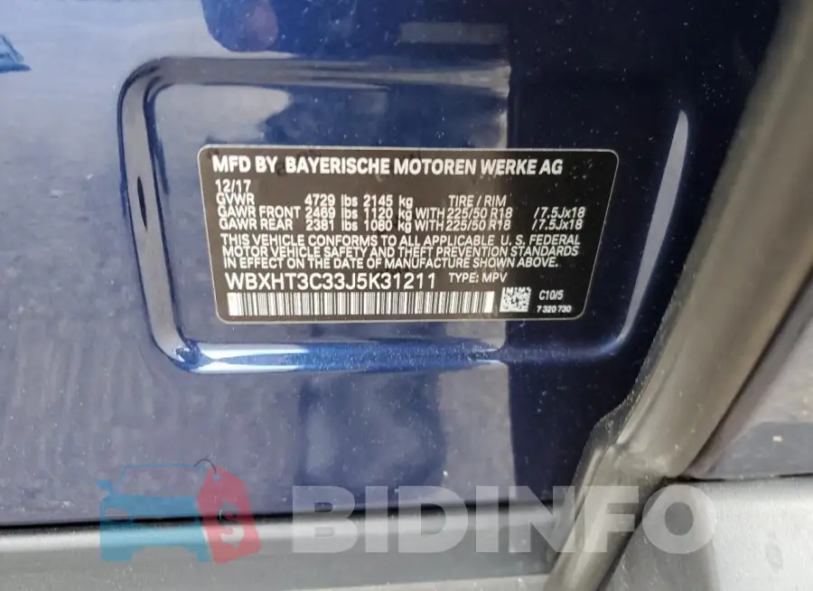 WBXHT3C33J5K31211 Photo# 14