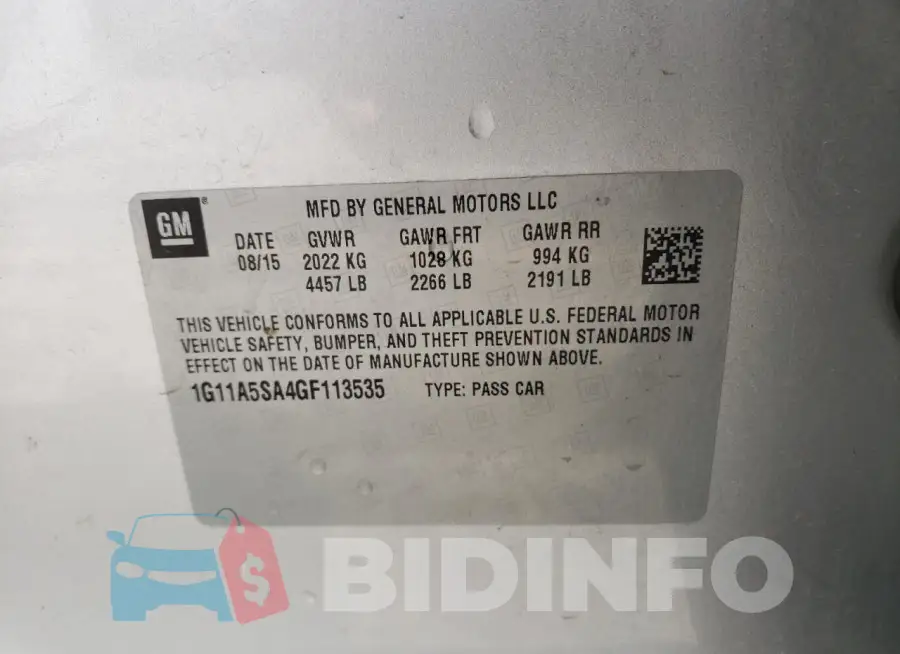 1G11A5SA4GF113535 Photo# 12