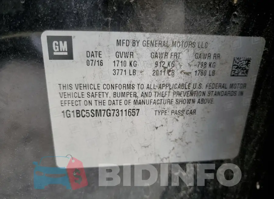1G1BC5SM7G7311657 Photo# 13