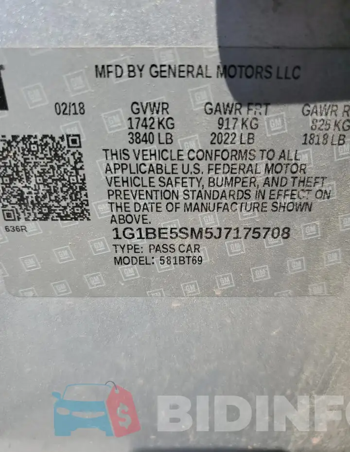 1G1BE5SM5J7175708 Photo# 12