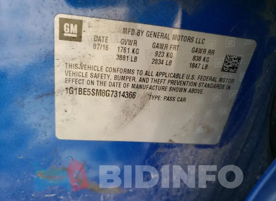 1G1BE5SM8G7314366 Photo# 13