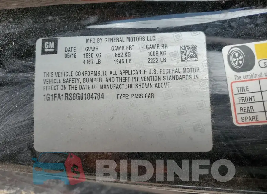 1G1FA1RS6G0184784 Photo# 12