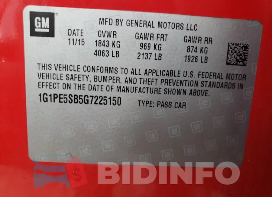 1G1PE5SB5G7225150 Photo# 12