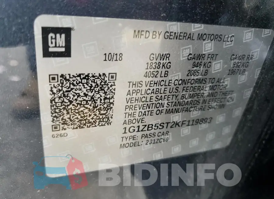 1G1ZB5ST2KF119893 Photo# 13