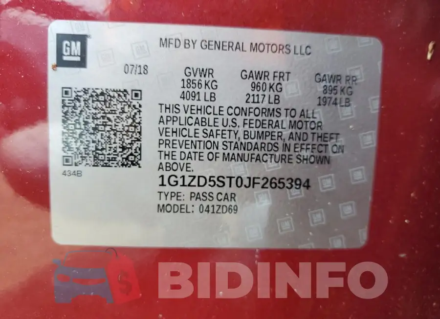 1G1ZD5ST0JF265394 Photo# 12