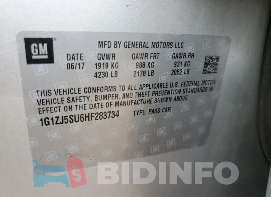 1G1ZJ5SU6HF283734 Photo# 12