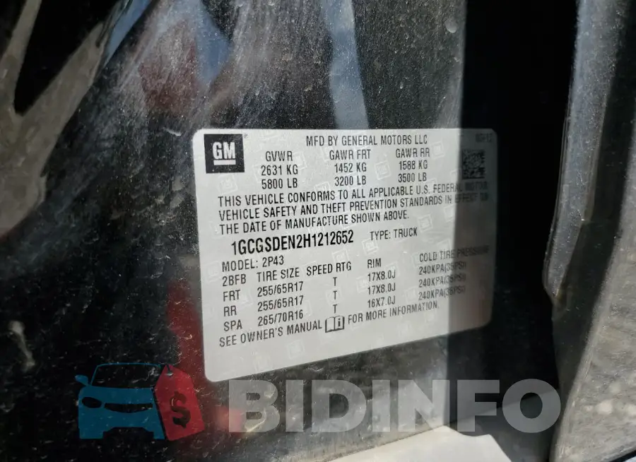 1GCGSDEN2H1212652 Photo# 12