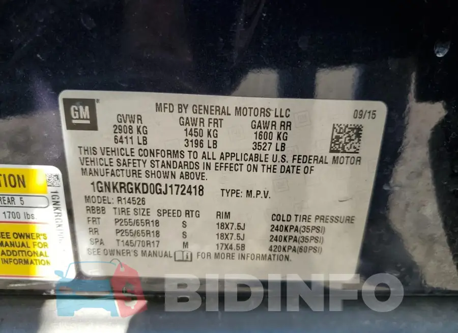 1GNKRGKD0GJ172418 Photo# 13