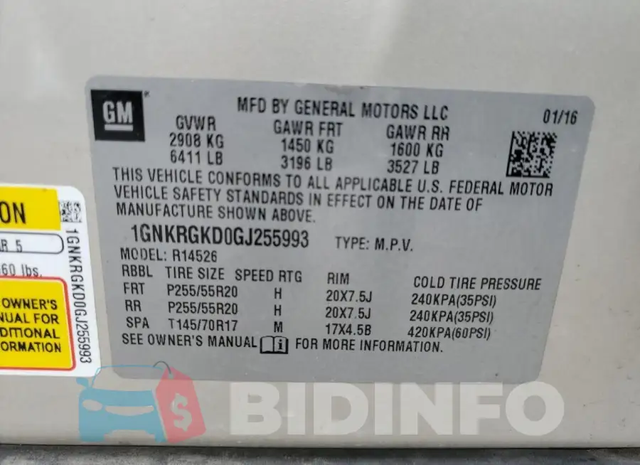 1GNKRGKD0GJ255993 Photo# 13