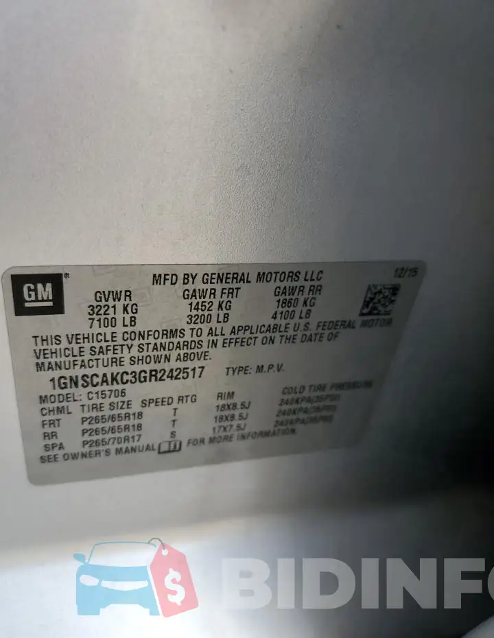 1GNSCAKC3GR242517 Photo# 13