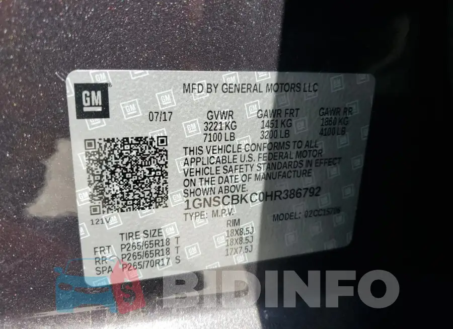 1GNSCBKC0HR386792 Photo# 13