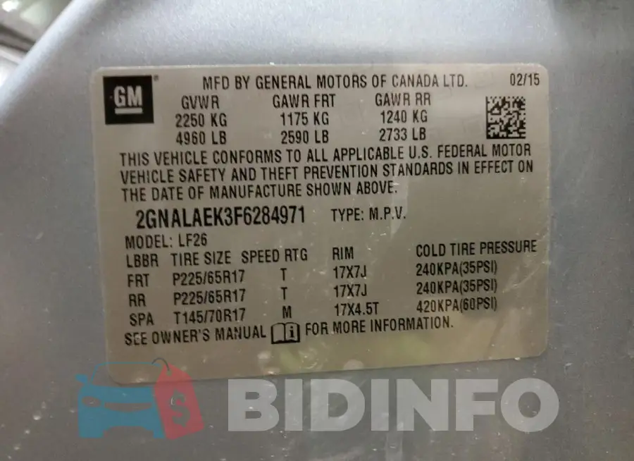 2GNALAEK3F6284971 Photo# 14