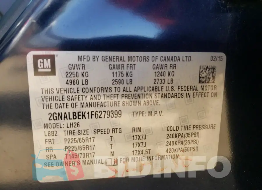 2GNALBEK1F6279399 Photo# 12