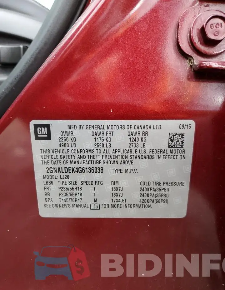 2GNALDEK4G6136038 Photo# 12