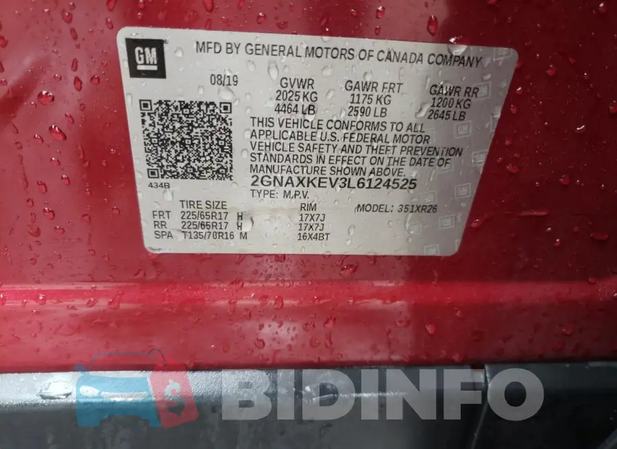 2GNAXKEV3L6124525 Photo# 13