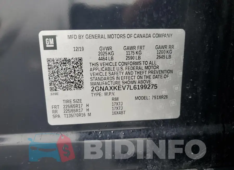 2GNAXKEV7L6199275 Photo# 14