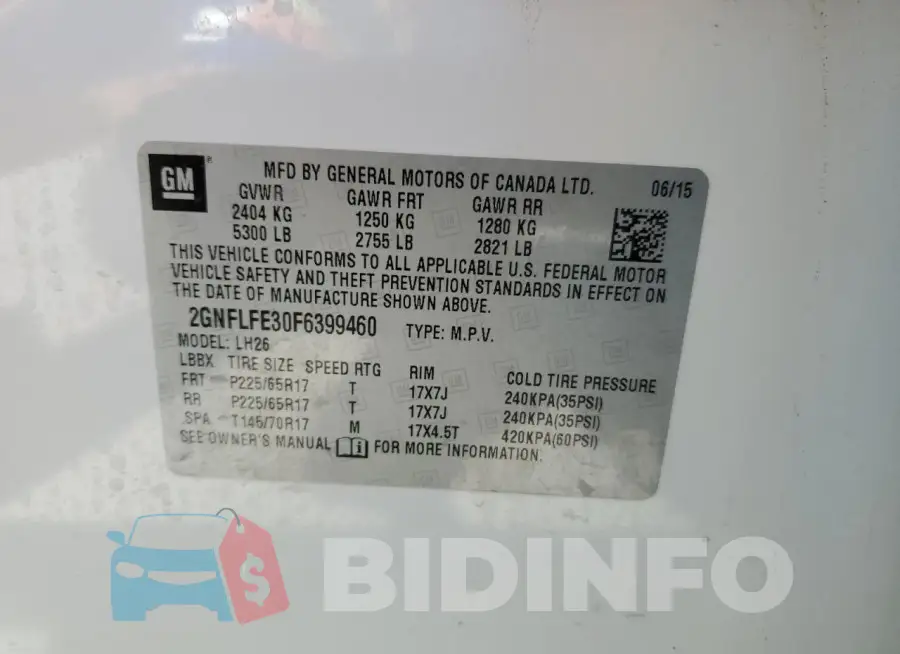 2GNFLFE30F6399460 Photo# 13