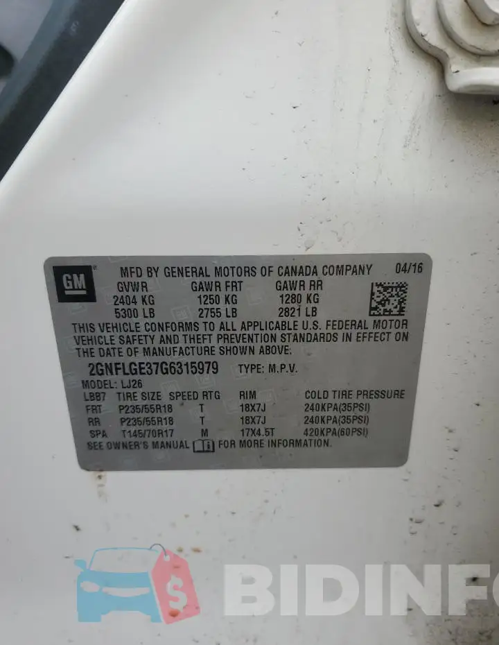 2GNFLGE37G6315979 Photo# 13