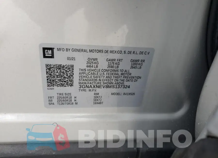 3GNAXNEV8MS137324 Photo# 13
