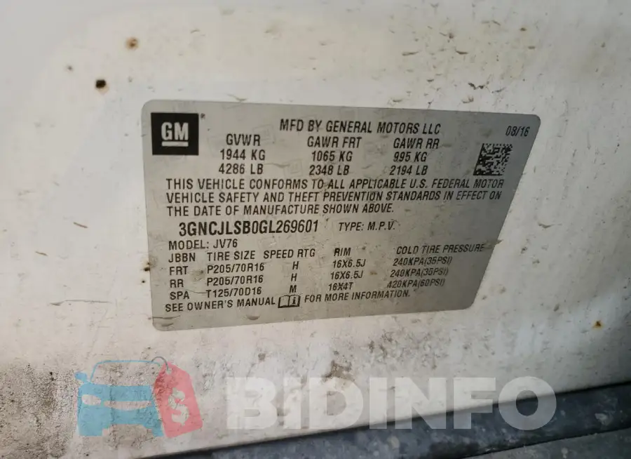 3GNCJLSB0GL269601 Photo# 13
