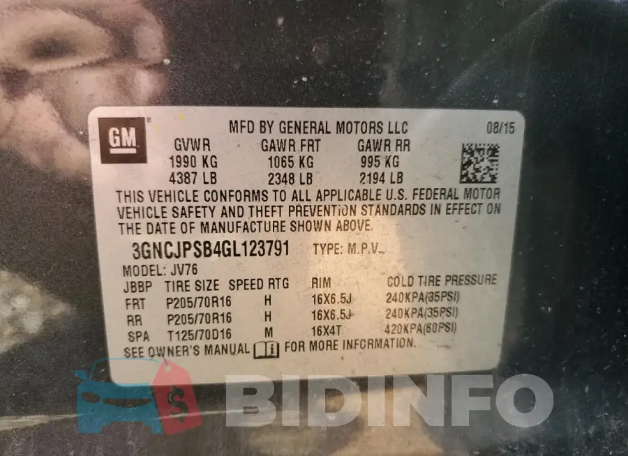 3GNCJPSB4GL123791 Photo# 14