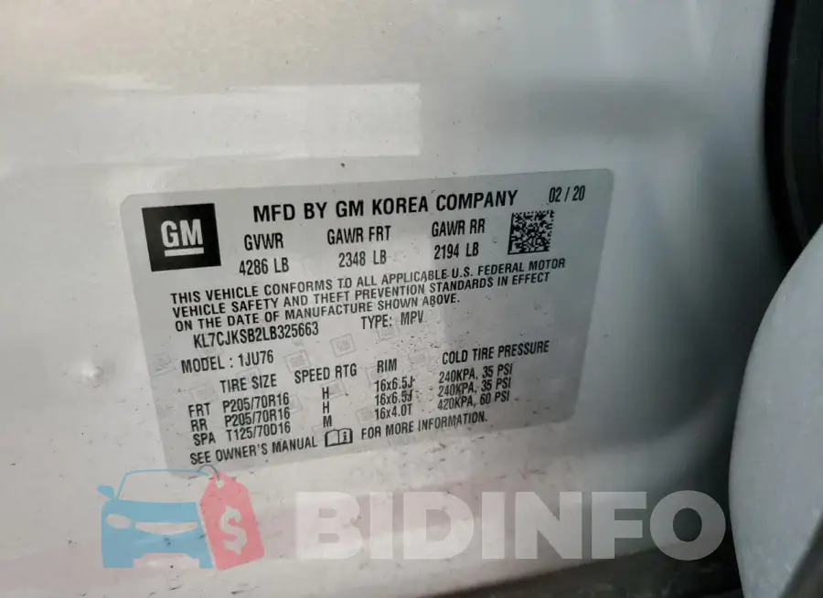 KL7CJKSB2LB325663 Photo# 12