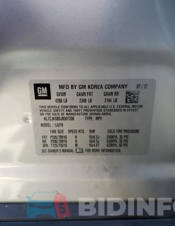 KL7CJKSB5JB507208 Photo# 13