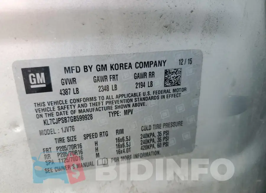 KL7CJPSB7GB599928 Photo# 13