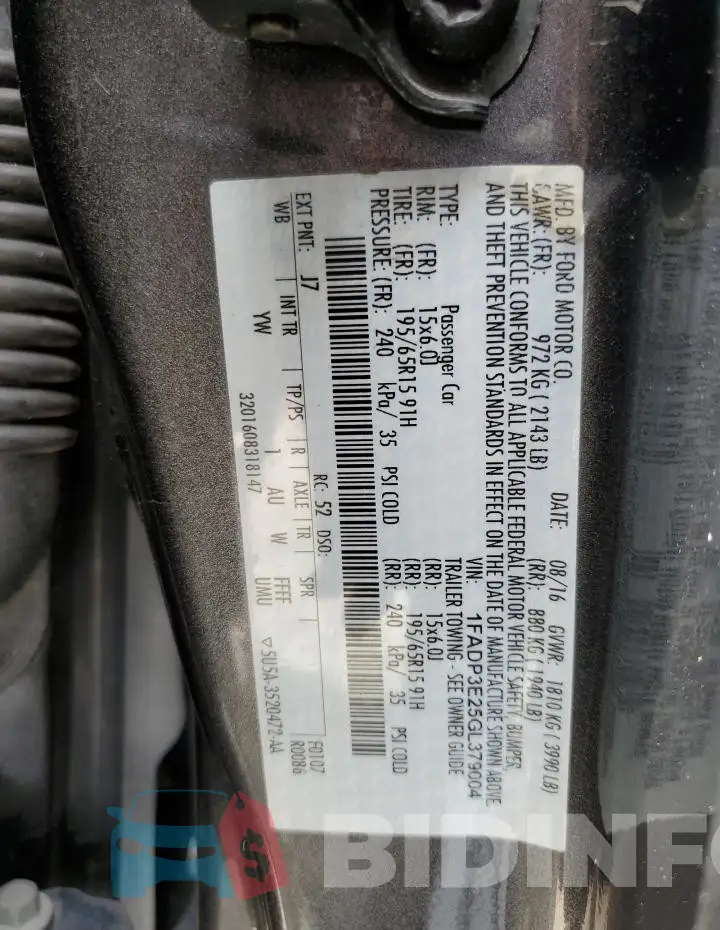1FADP3E25GL379004 Photo# 12