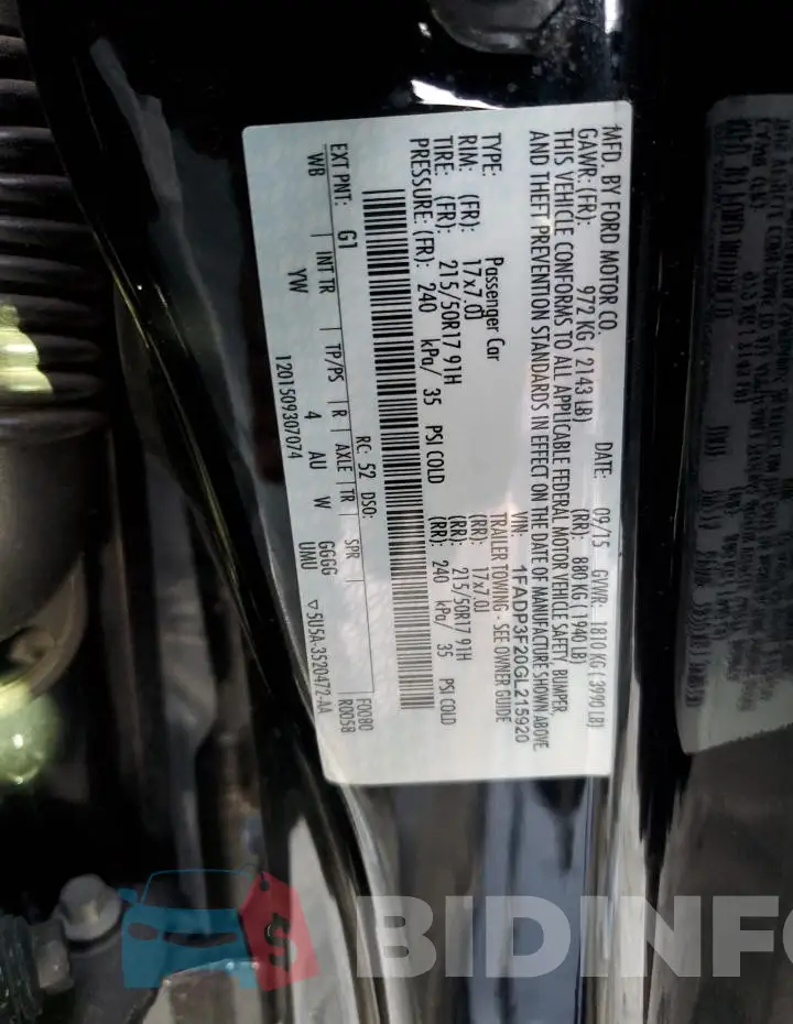 1FADP3F20GL215920 Photo# 12