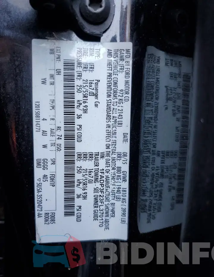 1FADP3F23FL370170 Photo# 13