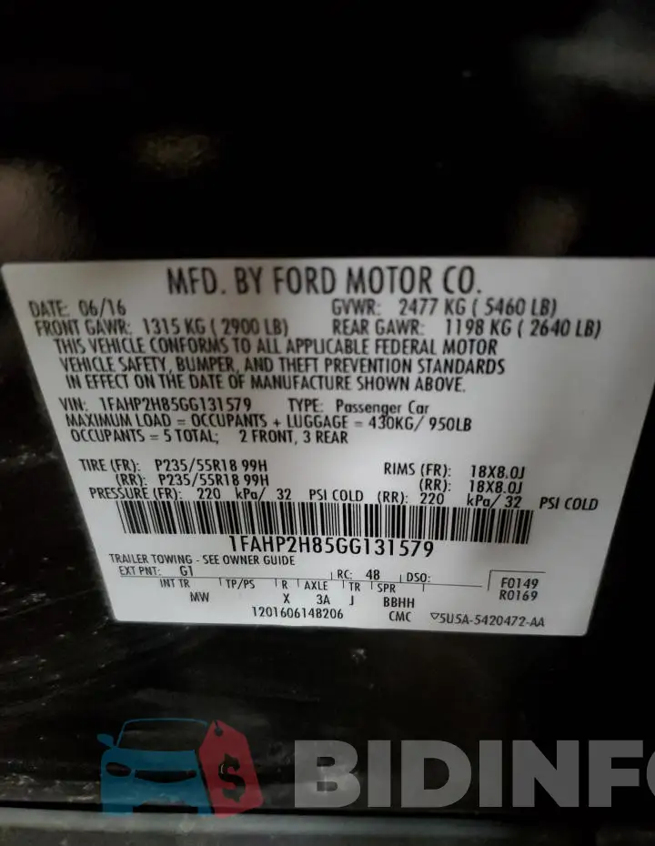 1FAHP2H85GG131579 Photo# 12